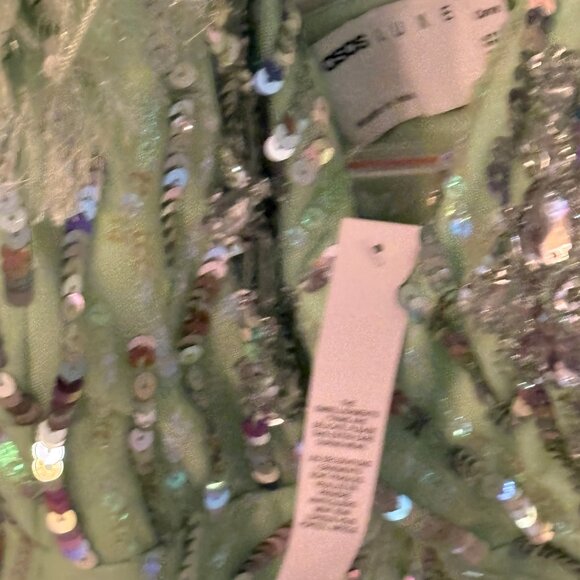 ASOS LUXE Mint Green Sequin Faux Feather Mini Dress NWT - Picture 3 of 6